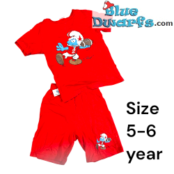 Pijama infantil de los Pitufos – rojo – 5–6 años