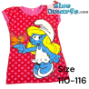 Camiseta infantil para niñas – rojo/rosa – Pitufina con mariposa – talla 110–116