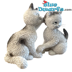 Les Confidences: Due gattini bianchi giocosi – Statuetta gatto Dubout – Parastone – 9,5 cm