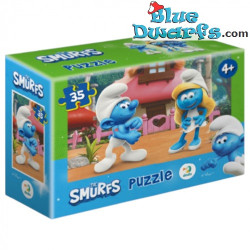 Les Schtroumpfs – Puzzle – La Schtroumpfette et le Schtroumpf Costaud – Dodo Toys – 35 pièces – 27 x 20 cm