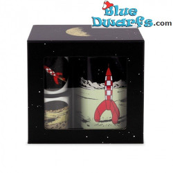Fusée Lunaire Tintin Coffret Métallique - 2 Tasses à Espresso & Café Bio - Tintinimaginatio - 220 g