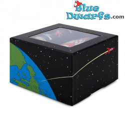 Moon Rocket Tintin Metal Box Set - 2 Espresso Cups & Organic Coffee - Tintinimaginatio - 220 g