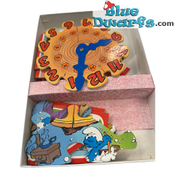 Smurf puzzle – A Day of the Smurfs – Clock and wooden puzzle – 18 pieces – not new