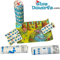 3 decorazioni sceniche dei Puffi + Puffi adesivi in tubo - vintage - come nuovi - Mattel