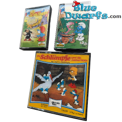 2 De Smurfen VHS en De Smurfen CD - Duitse taal - Vintage item (niet nieuw)