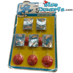 5 party favors – Smurfs with stand – in original packaging – vintage