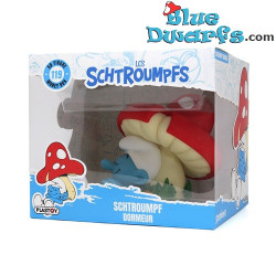 PRE-ORDEN: Pitufo Perezoso bajo un hongo – Hucha de Los Pitufos en caja – Plastoy – 2026 – 16 cm