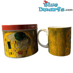 Taza El beso de Klimt en caja de lata – Colección Gustav Klimt – Parastone – 9,5 cm / Ø 8 cm