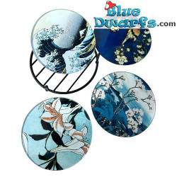 4 Untersetzer mit berühmten Gemälden von Katsushika Hokusai - Katsushika Hokusai Kollektion - Parastone - 10 cm
