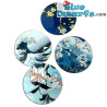 4 posavasos con famosas pinturas de Katsushika Hokusai - Colección Katsushika Hokusai - Parastone - 10 cm