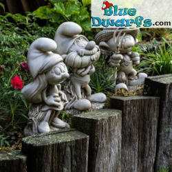 Smurfette, Papa Smurf and Farmer Smurf - Smurf Garden Sculptures Set - Artificial Stone - 30 x 19 x 16 cm / 1,25 kg