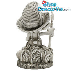 Pitufo Granjero - Escultura de jardín de los Pitufos - Piedra artificial - 30 x 19 x 16 cm / 1,25 kg