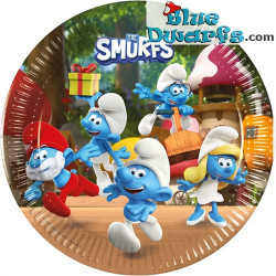 8 x Platos Compostables de Los Pitufos - Artículos de Fiesta de Cumpleaños de Los Pitufos - 23 cm