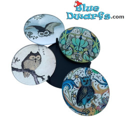 4 Owls Coasters - Art Japonais Collection - Parastone - 10 cm