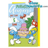 Smurfette and Smurf with Cake - The Smurfs Embossed Birthday Card - Italian Language - Cromo - 11.5 x 17 cm