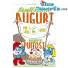 Smurfin en Grote Smurf met taart - Verjaardagskaart met reliëf van de Smurfen - Italiaanse taal - Cromo - 11,5 x 17 cm