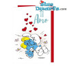 Schtroumpf embrassant Schtroumpfette - Carte d’anniversaire Les Schtroumpfs - Langue italienne - Cromo - 11,5 x 17 cm
