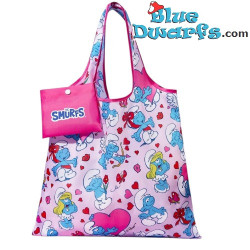 Borsa tote dei Puffi – Borsa pieghevole dei Puffi – Puffi con cuori – 40 x 60 cm