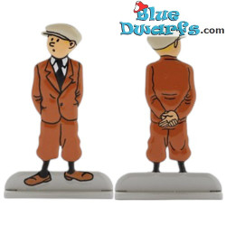 Tintin in abito – L’orecchio spezzato – Figurina in metallo in rilievo di Tintin – Tintinimaginatio – 8 x 8 cm