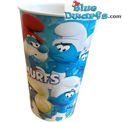 Bicchiere da cinema da collezione dei Puffi – Plastica – Merchandising del film dei Puffi – Interno bianco – Churchill – 14 cm