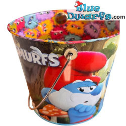 Smurfen popcorn emmer – Mama Poot & Baby Poot binnenin – Metaal – Smurfen film merchandise – 2025 – 14 cm