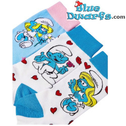 2 paires de chaussettes Schtroumpfs – Schtroumpfs romantiques – Taille unique – 19 x 8 cm