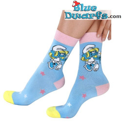 2 pares de calcetines de los Pitufos – Pitufos románticos – Talla única – 19 x 8 cm