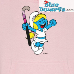 Schtroumpfette avec crosse de hockey – Pull Les Schtroumpfs – Rose – Hingly