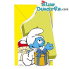 Baby Smurf with a Gift - The Smurfs Embossed Birthday Card - The First Birthday Card - Cromo - 11.5 x 17 cm