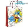 Pitufina y Pitufo Bromista - Bolsa de Papel de Los Pitufos - La Bolsa de Cumpleaños de Los Pitufos - Cromo - 22 x 18 cm