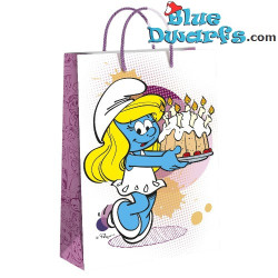 Schlumpfine mit einem Kuchen - Die Schlümpfe Papiertasche - Die Schlümpfe Geburtstagstasche - Cromo - 47 x 33 cm