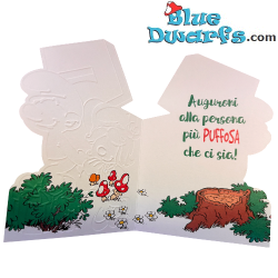 Smurfblossom Smurfette and Smurf - The Smurfs Embossed Birthday Card - The Fifth Birthday Card - Cromo - 11.5 x 17 cm