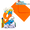 Smurfin gedragen door een Smurf - De Smurfen Reliëf Verjaardagskaart - De Negende Verjaardagskaart - Cromo