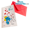 Smurf Kissing Smurfette - The Smurfs Birthday Card - Ti Amo - I Love You - Italian Language - Cromo - 11.5 x 17 cm