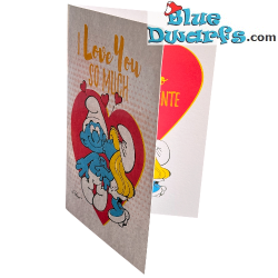 Smurf Kissing Smurfette - The Smurfs Birthday Card - Ti Amo - I Love You - Italian Language - Cromo - 11.5 x 17 cm
