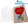 Schtroumpfette embrassant Schtroumpf - Carte d’anniversaire Les Schtroumpfs - I Love You - Je t’aime - Cromo - 11,5 x 17 cm