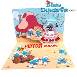 Smurfs on a Roller Coaster - The Smurfs Pop Up Birthday Card - Italian Language - Cromo - 11.5 x 17 cm