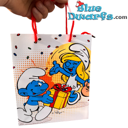 Smurfin en Moppersmurf - De Smurfen Papieren Draagtas - De Smurfen Verjaardagstas - Cromo - 22 x 18 cm