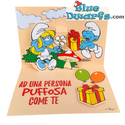 Smurfin met Lolsmurf - De Smurfen pop-up verjaardagskaart - Italiaanse taal - Cromo - 11,5 x 17 cm