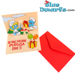 Smurfette with Jokey Smurf - The Smurfs Pop Up Birthday Card - Italian Language - Cromo - 11.5 x 17 cm