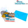 Smurfin met taart - Verjaardagskaart met reliëf van de Smurfen - Gefeliciteerd - Italiaanse taal - Cromo - 11,5 x 17 cm
