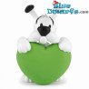 Idefix con un cuore verde - Statuetta di Asterix & Obelix - Plastoy - 4,5 cm