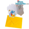 Lolsmurf zittend op een cadeaudoos - Verjaardagskaart van de Smurfen - Reliëfkaart van de Smurfen - Cromo - 11.5 x 17 cm