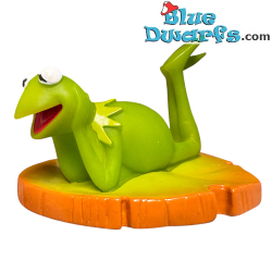 Kermit der Frosch - Badespielzeug / Quietschtier - Auf einem Lilienblatt mit Kaffee und Blume
