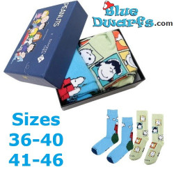 Snoopy, Charlie Brown y Amigos – Caja de Calcetines Deportivos Snoopy – Azul Claro y Verde – Peanuts x Bavarian Caps