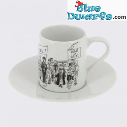 2x Tintin Holiday Greetings - Set de tasses à café - Noir et blanc - 1972 - +/- 5x6cm