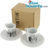 2x Kuifje Vakantiegroeten - Espressomok Set - Zwart Wit - 1972 - +/- 5x6cm