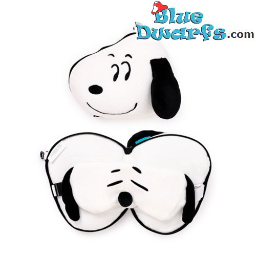 Snoopy verzamelbare reiskussen met oogmasker - Snoopy merchandise - Peanuts - 17 x 9 x 20 cm