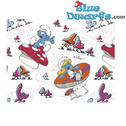Smurfs playing on a Mushroom - The Smurfs Wrapping Paper for Gifts - The Smurfs Birthday Item - Cromo - 100 x 70 cm