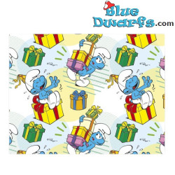 Smurfen met cadeaudozen - De Smurfen cadeaupapier - De Smurfen verjaardagsartikel - Cromo - 100 x 70 cm